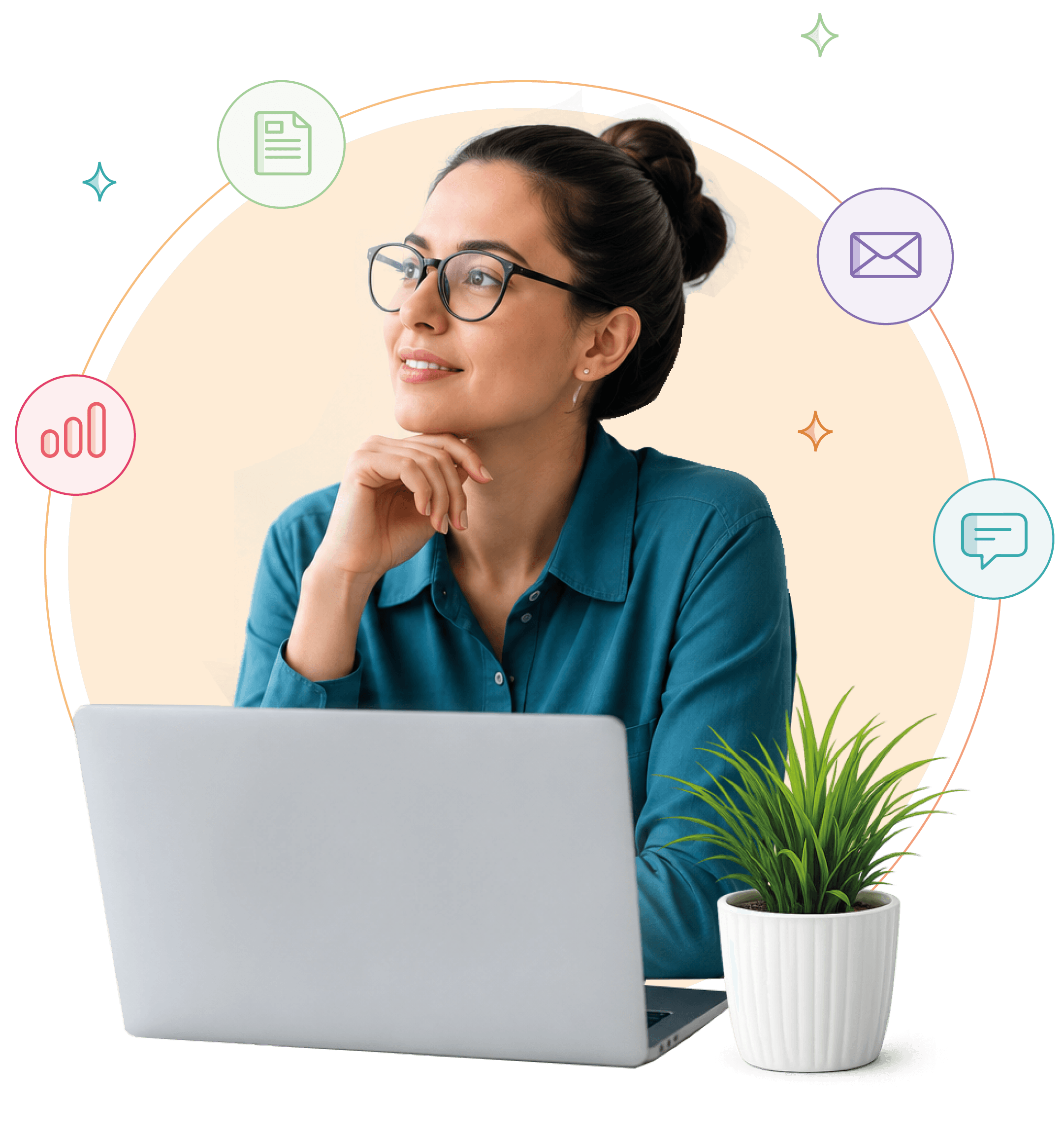 Illustration of a learner using the Reveela Academy to build practical digital marketing skills with access to the Reveela platform.